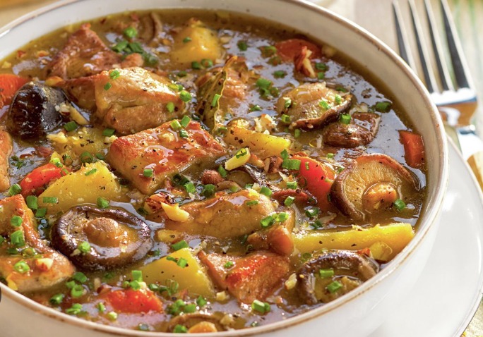 Estofado de magro de cerdo con setas